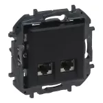 NILOE STEP - GNIAZDO PODWÓJNE 2XRJ45 KAT. 6A STP - KOLOR CZARNY