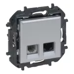 NILOE STEP - GNIAZDO RJ11 + RJ45 KAT. 6 UTP - KOLOR ALUMINIUM
