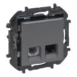 NILOE STEP - GNIAZDO RJ11 + RJ45 KAT. 6 UTP - KOLOR STALOWY