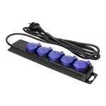 Przedłużacz warsztatowy bryzgoszczelny IP44, 5 gniazd 2P+Z IP44, schuko, przewód gumowy, H05RR-F 3x1,5mm², długość 3m