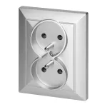 Gniazdo podwójne p/t 2x2P+Z Pearl, 16A, 250V, PT-6 P, srebrny
