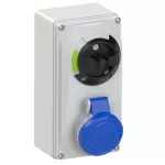 Gniazdo stałe z rozłącznikiem 0-1 małe blokada mechaniczna 16A 230V 2P+Z IP44