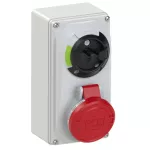 Gniazdo stałe z rozłącznikiem 0-1 małe blokada mechaniczna 16A 400V 3P+Z IP44
