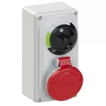 Gniazdo stałe z rozłącznikiem 0-1 małe blokada mechaniczna 16A 400V 3P+Z+N IP44