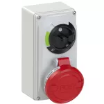 Gniazdo stałe z rozłącznikiem 0-1 małe blokada mechaniczna 32A 400V 3P+Z IP44