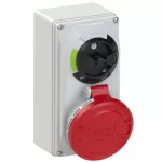 Gniazdo stałe z rozłącznikiem 0-1 małe blokada mechaniczna 32A 400V 3P+Z+N IP44