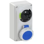 Gniazdo stałe z rozłącznikiem 0-1 małe blokada mechaniczna 16A 230V 2P+Z IP67