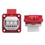 Gniazdo wtyczkowe wersja z bolcem 16A 2P+Z 230V 50/60Hz IP54, tylne podłączenie kołnierz 50X50, styki niklowane, czerwone
