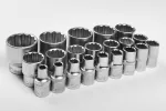 Zestaw kluczy nasadowych wielkoątnych 1/2", 21 szt.