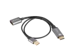 ADAPTER HDMI(M)->DISPLAYPORT(F) 4K NA KABLU 20CM SREBRNY LANBERG