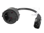 ADAPTER IEC 320 C14(M)->SCHUKO(F) NA KABLU 20CM DO UPS CZARNY LANBERG