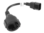 ADAPTER IEC 320 C14(M)->SCHUKO(F) NA KABLU 20CM DO UPS CZARNY LANBERG