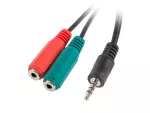 ADAPTER MINIJACK 3.5MM(M) 4PIN->2X MINIJACK 3.5MM(F) 3PIN NA KABLU 20CM CZARNY LANBERG
