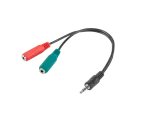 ADAPTER MINIJACK 3.5MM(M) 4PIN->2X MINIJACK 3.5MM(F) 3PIN NA KABLU 20CM CZARNY LANBERG