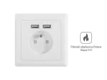 GNIAZDO PODTYNKOWE 230V POJEDYNCZE + 2X USB 2.1A FRENCH BIAŁE LANBERG