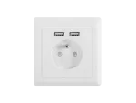GNIAZDO PODTYNKOWE 230V POJEDYNCZE + 2X USB 2.1A FRENCH BIAŁE LANBERG
