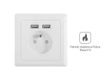 GNIAZDO PODTYNKOWE 230V POJEDYNCZE + 2X USB 2.1A FRENCH BIAŁE LANBERG