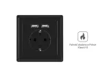 GNIAZDO PODTYNKOWE 230V POJEDYNCZE + 2X USB 2.1A SCHUKO CZARNE LANBERG