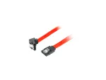 KABEL SATA DATA II (3GB/S) F/F 30CM Z ZATRZASKAMI METALOWYMI KĄTOWY CZERWONY LANBERG