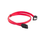 KABEL SATA DATA II (3GB/S) F/F 30CM Z ZATRZASKAMI METALOWYMI KĄTOWY CZERWONY LANBERG