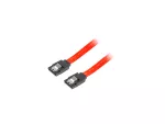 KABEL SATA DATA III (6GB/S) F/F 30CM Z ZATRZASKAMI METALOWYMI CZERWONY LANBERG