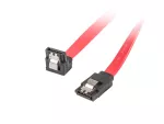 KABEL SATA DATA III (6GB/S) F/F 50CM Z ZATRZASKAMI METALOWYMI KĄTOWY DÓŁ/PROSTO CZERWONY LANBERG