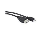 KABEL USB MICRO(M)->USB-A(F) 2.0 0.15M OTG CZARNY LANBERG-OEM