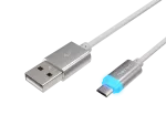 KABEL USB MICRO(M)->USB-A(M) 2.0 1M SREBRNY LED NATEC PRATI