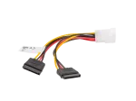 KABEL ZASILAJĄCY WEWNĘTRZNY MOLEX(M)->2X SATA(F) 15CM LANBERG
