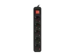 LISTWA PRZEDŁUŻACZ LANBERG 3M 5X 230V SCHUKO Z WYŁĄCZNIKIEM KABEL WYKONANY Z PEŁNEJ MIEDZI CZARNA