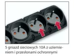 LISTWA ZASILAJĄCA ACAR F5 1.5M 5X 230V PL CZARNA WTYK PROSTY
