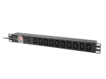 LISTWA ZASILAJĄCA RACK PDU 19" LANBERG 1U 10A 10X IEC C13 2M CZARNA C14