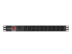 LISTWA ZASILAJĄCA RACK PDU 19" LANBERG 1U 10A 10X IEC C13 2M CZARNA C14
