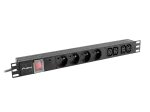 LISTWA ZASILAJĄCA RACK PDU 19" LANBERG 1U 10A 4X 230V PL 4X IEC C13 2M CZARNA C14