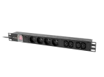 LISTWA ZASILAJĄCA RACK PDU 19" LANBERG 1U 10A 4X 230V PL 4X IEC C13 2M CZARNA C14