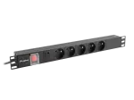 LISTWA ZASILAJĄCA RACK PDU 19" LANBERG 1U 10A 5X 230V PL 2M CZARNA C14