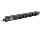LISTWA ZASILAJĄCA RACK PDU 19" LANBERG 1U 10A 6X 230V PL 2M CZARNA C14