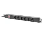 LISTWA ZASILAJĄCA RACK PDU 19" LANBERG 1U 10A 6X SCHUKO 2M CZARNA C14