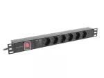 LISTWA ZASILAJĄCA RACK PDU 19" LANBERG 1U 10A 6X SCHUKO 2M CZARNA C14