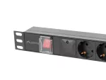 LISTWA ZASILAJĄCA RACK PDU 19" LANBERG 1U 10A 6X SCHUKO 2M CZARNA C14