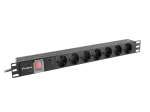 LISTWA ZASILAJĄCA RACK PDU 19" LANBERG 1U 10A 7X SCHUKO 2M CZARNA C14