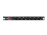 LISTWA ZASILAJĄCA RACK PDU 19" LANBERG 1U 10A 7X SCHUKO 2M CZARNA C14