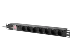 LISTWA ZASILAJĄCA RACK PDU 19" LANBERG 1U 10A 7X SCHUKO 2M CZARNA C14