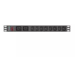 LISTWA ZASILAJĄCA RACK PDU 19" LANBERG 1U 16A 2M 2X C19 8X IEC C13 CZARNA C20