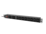 LISTWA ZASILAJĄCA RACK PDU 19" LANBERG 1U 16A 2M 2X C19 8X IEC C13 CZARNA C20
