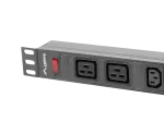 LISTWA ZASILAJĄCA RACK PDU 19" LANBERG 1U 16A 2M 2X C19 8X IEC C13 CZARNA C20
