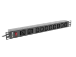 LISTWA ZASILAJĄCA RACK PDU 19" LANBERG 1U 16A 2M 2X C19 8X IEC C13 CZARNA C20