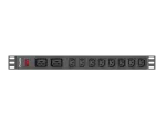 LISTWA ZASILAJĄCA RACK PDU 19" LANBERG 1U 16A 2M 2X C19 8X IEC C13 CZARNA C20