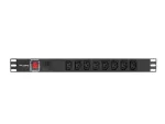 LISTWA ZASILAJĄCA RACK PDU 19" LANBERG 1U 16A 2M 8X IEC C13 CZARNA C20