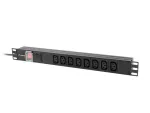 LISTWA ZASILAJĄCA RACK PDU 19" LANBERG 1U 16A 2M 8X IEC C13 CZARNA C20